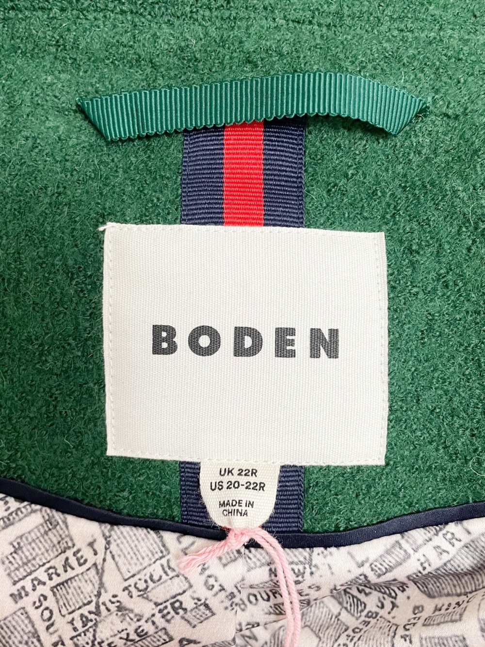 NWT Boden Edinburgh Wool Coat US 20-22R Emerald Green Long Overcoat - Picture 14 of 16